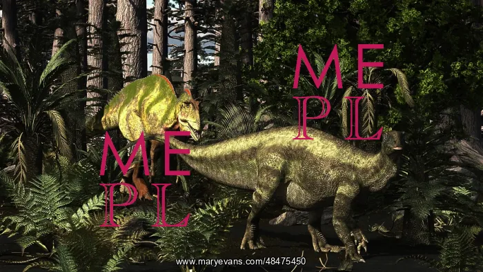: Acrocanthosaurus hunting Tenontosaurus in a forest : Acrocanthosaurus hunting Tenontosaurus in a forest