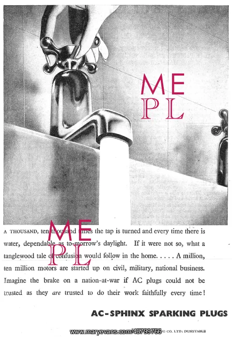 : A.C.Sphinx Sparking Plugs 1942 : A.C.Sphinx Sparking Plugs 1942