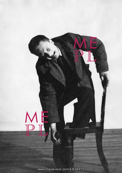 : Actor with his foot through a chair : Actor with his foot through a chair
