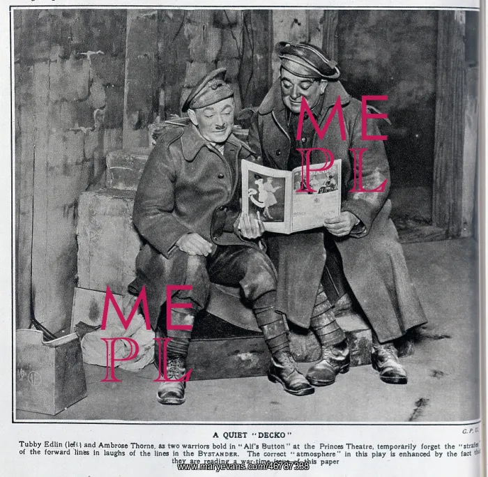  : Two actors reading a wartime noaeThe Bystander between sho