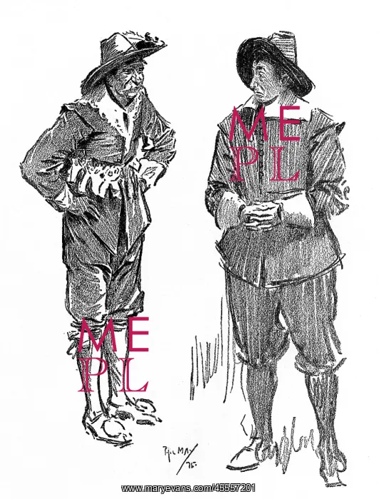 : Actors in the roles of Cavalier and Roundhead : Actors in the roles of Cavalier and Roundhead