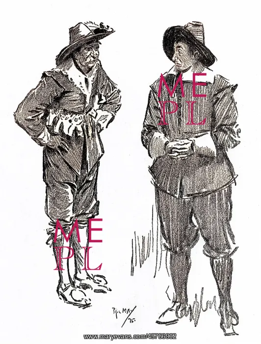 : Actors in the roles of Cavalier and Roundhead : Actors in the roles of Cavalier and Roundhead