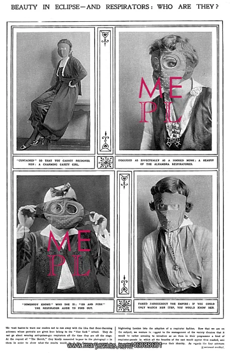 : Actresses posing in gas masks, WW1 : Actresses posing in gas masks, WW1