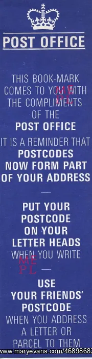 : Advertising - 1960's, Post Office, bookmark : Advertising - 1960's, Post Office, bookmark