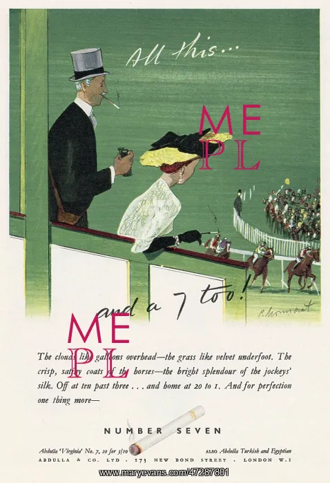 : Advert for Abdulla Number Seven cigarettes 1951 : Advert for Abdulla Number Seven cigarettes 1951