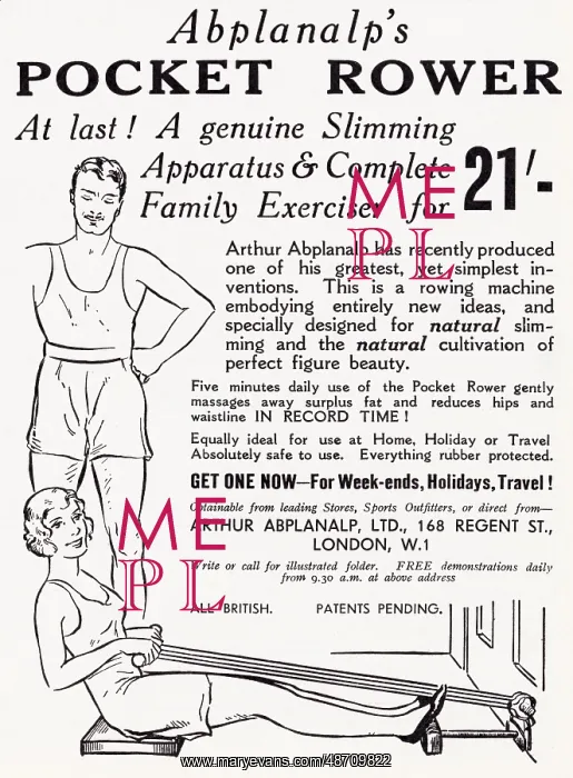 : Advert for Abplanalp's Power Rower 1935 : Advert for Abplanalp's Power Rower 1935