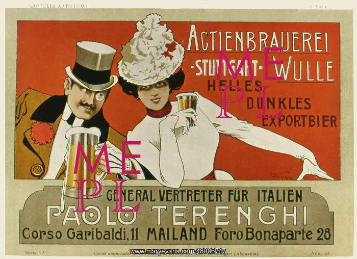 : Advertisement for Actien Brauerei, Stuttgart, Germany : Advertisement for Actien Brauerei, Stuttgart, Germany