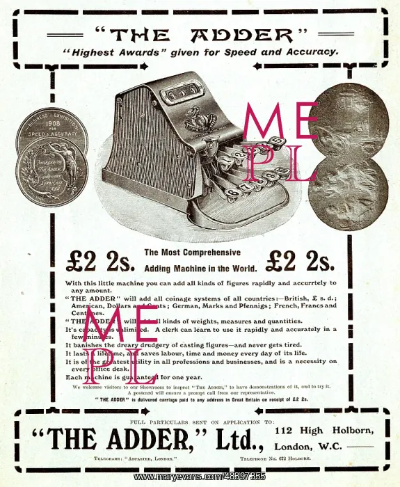  : Advert for The Adder Adding Machine