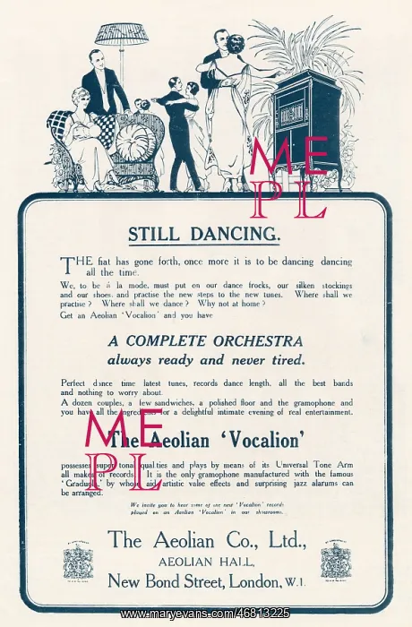 : Advert for Aeolian Vocalion 1920 : Advert for Aeolian Vocalion 1920
