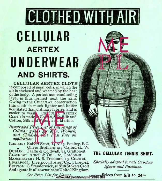 : Advert for Aertex Cellular Underwear and Shirts : Advert for Aertex Cellular Underwear and Shirts