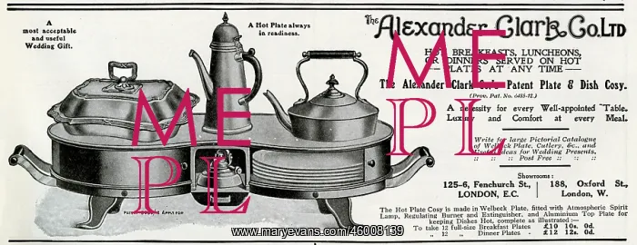: Advert for The Alexander Clark, hot plate 1912 : Advert for The Alexander Clark, hot plate 1912