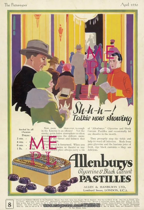 : Advert for Allenburys Pastilles 1930 : Advert for Allenburys Pastilles 1930
