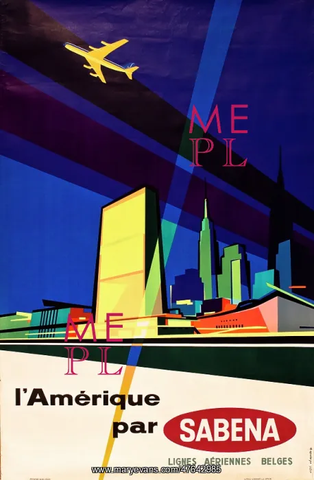  : Advertisement for America via Sabena airlines