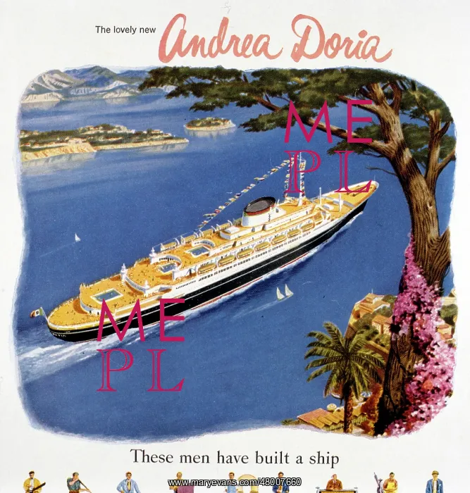 : Advertisement for the Andrea Doria cruise ship : Advertisement for the Andrea Doria cruise ship