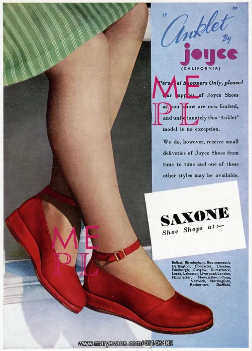 : Advert for Anklet by Joyce California shoes 1945 : Advert for Anklet by Joyce California shoes 1945