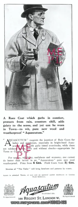 : Advert for Aquascutum coats 1923 : Advert for Aquascutum coats 1923