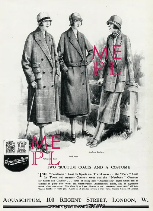 : Advert for Aquascutum coats 1925 : Advert for Aquascutum coats 1925