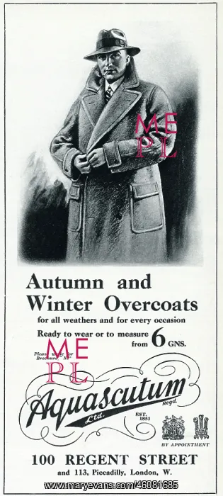 : Advert for Aquascutum coats 1930 : Advert for Aquascutum coats 1930