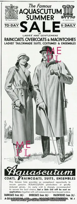 : Advert for Aquascutum coats 1934 : Advert for Aquascutum coats 1934