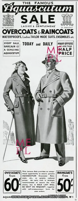 : Advert for Aquascutum coats 1935 : Advert for Aquascutum coats 1935