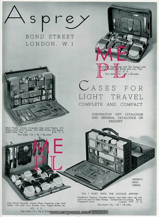 : Advert by Asprey compact dressing case 1937 : Advert by Asprey compact dressing case 1937