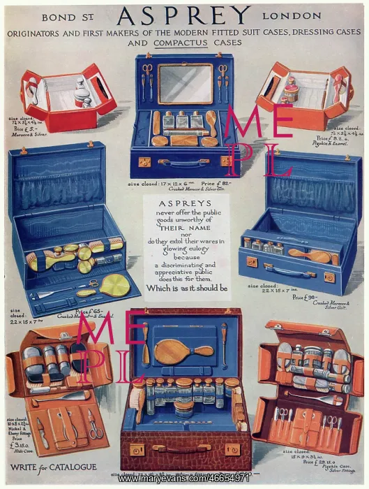 : Advert for Asprey dressing case 1928 : Advert for Asprey dressing case 1928