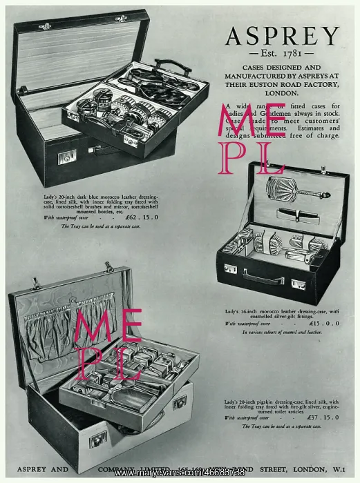 : Advert for Asprey dressing case 1934 : Advert for Asprey dressing case 1934