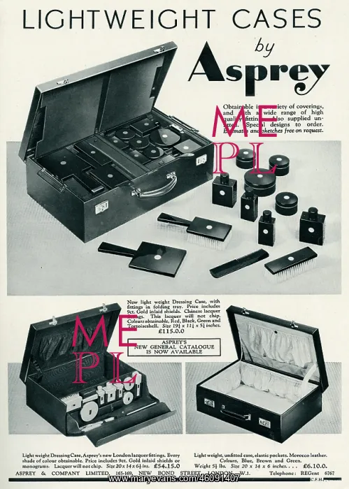 : Advert for Asprey dressing case 1935 : Advert for Asprey dressing case 1935