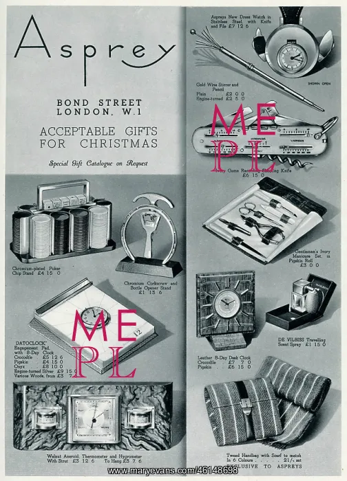 : Advert for Asprey gift for christmas 1936 : Advert for Asprey gift for christmas 1936