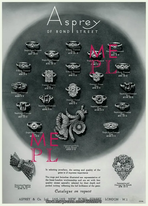 : Advert for Asprey rings 1938 : Advert for Asprey rings 1938
