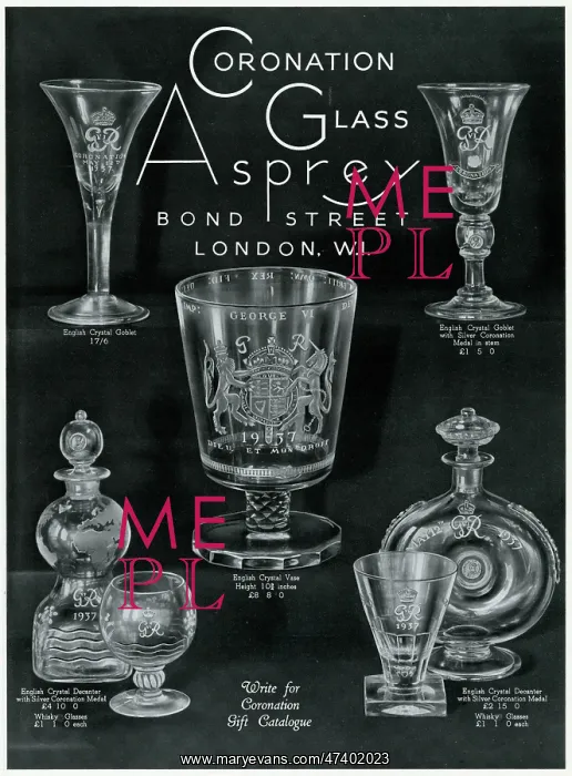 : Advert for Asprey Silver Coronation glasses 1937 : Advert for Asprey Silver Coronation glasses 1937