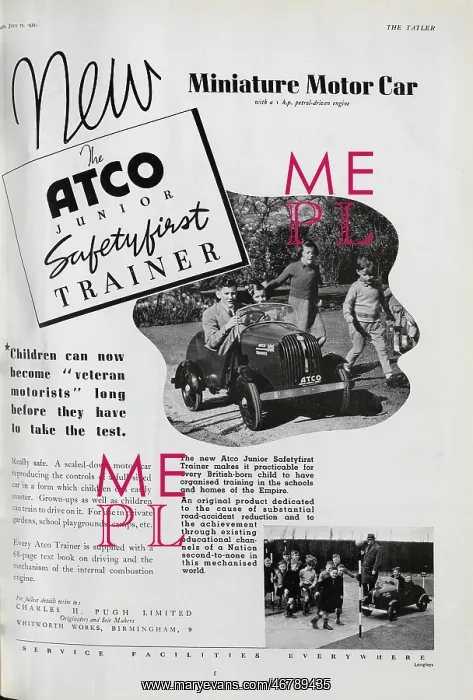 : Advert for the Atco Junior Miniature Motor Car : Advert for the Atco Junior Miniature Motor Car
