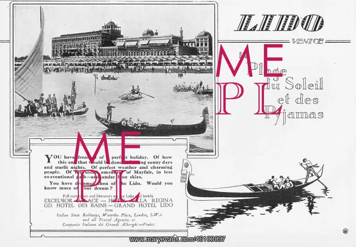 : Advert for the attractions of the Lido, Venice : Advert for the attractions of the Lido, Venice