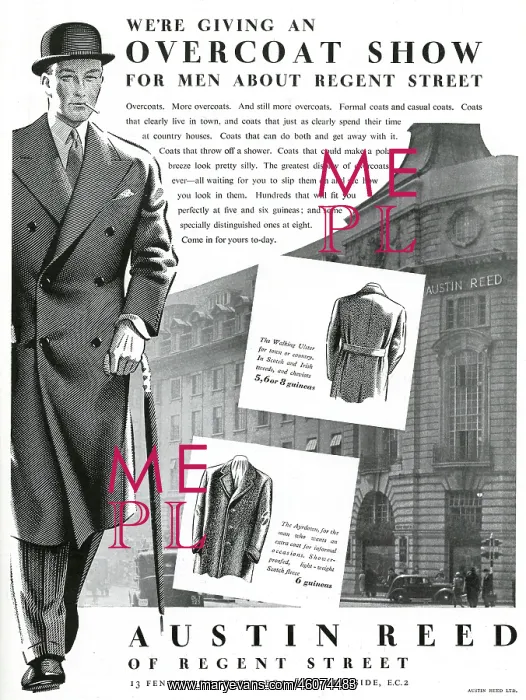 : Advert for Austin Reed overcoats 1937 : Advert for Austin Reed overcoats 1937