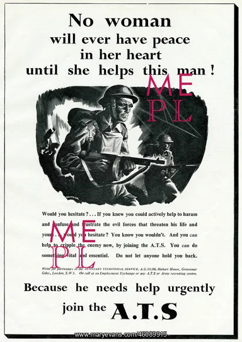 : Advert for the Auxiliary Territorial Service 1941 : Advert for the Auxiliary Territorial Service 1941