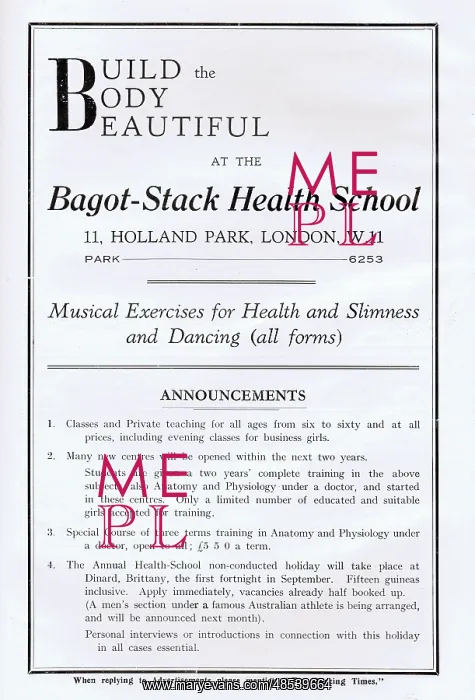 : Advertisement for the Bagot-Stack Health School : Advertisement for the Bagot-Stack Health School