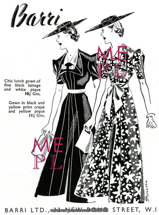 : Advert for Barri daytime dresses 1937 : Advert for Barri daytime dresses 1937