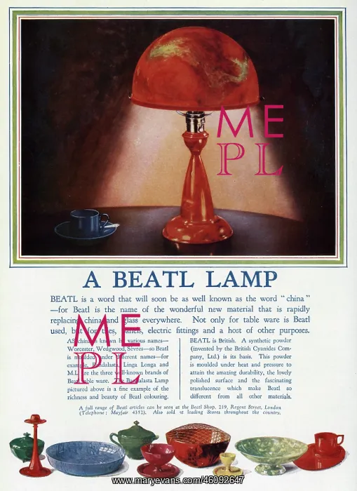 : Advert for Beatl table lamps 1930 : Advert for Beatl table lamps 1930