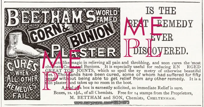 : Advert for Beetham's - Corn & Bunion Plaster 1895 : Advert for Beetham's - Corn & Bunion Plaster 1895