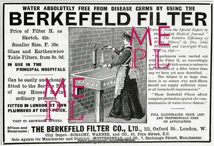 : Advert for Berkefeld Filter, clean water 1901 : Advert for Berkefeld Filter, clean water 1901