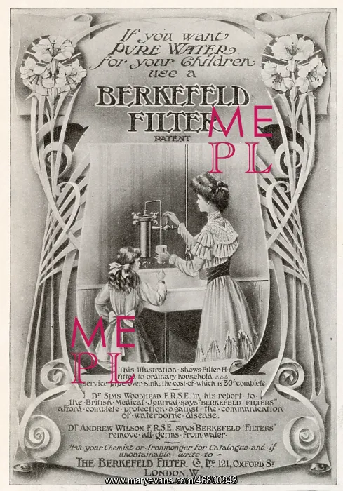 : Advert for Berkefeld Filter, clean water 1906 : Advert for Berkefeld Filter, clean water 1906