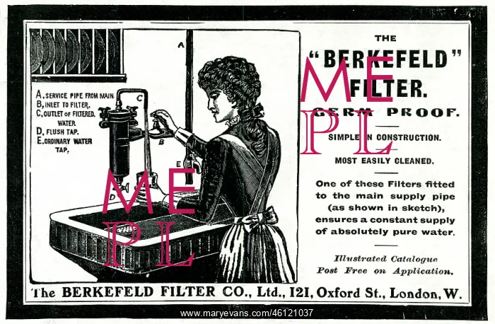 : Advert for Berkefeld Filter, germ proof water 1910 : Advert for Berkefeld Filter, germ proof water 1910