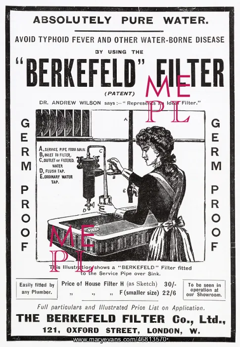 : Advert for Berkefeld Filter pure drinking water 1906 : Advert for Berkefeld Filter pure drinking water 1906