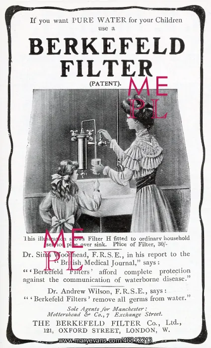 : Advert for Berkefeld Filter pure drinking water 1907 : Advert for Berkefeld Filter pure drinking water 1907