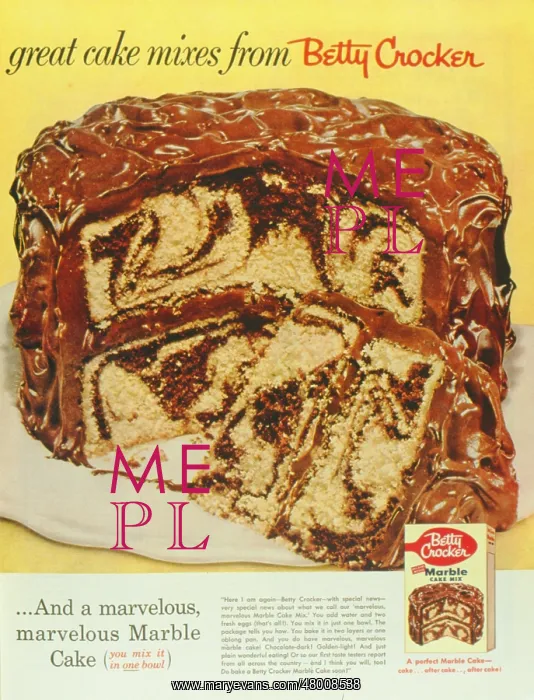 : Advertisement for Betty Crocker marble cake mix : Advertisement for Betty Crocker marble cake mix