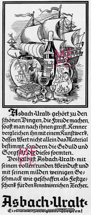 : advertising, beverages, brandy Asbach Uralt