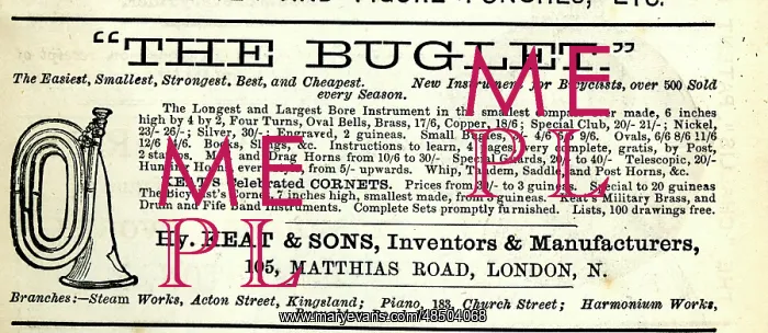 : Advertisement, Bicycle Bugle or Buglet : Advertisement, Bicycle Bugle or Buglet