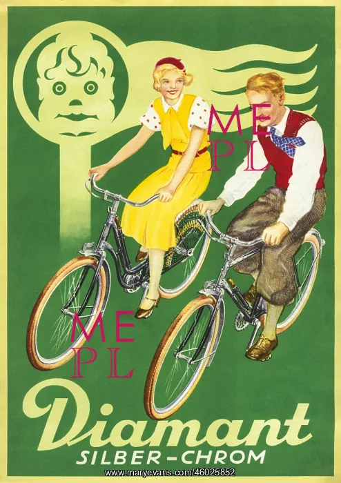  : advertising, bicycle Diamant, Silber-Chrom, two