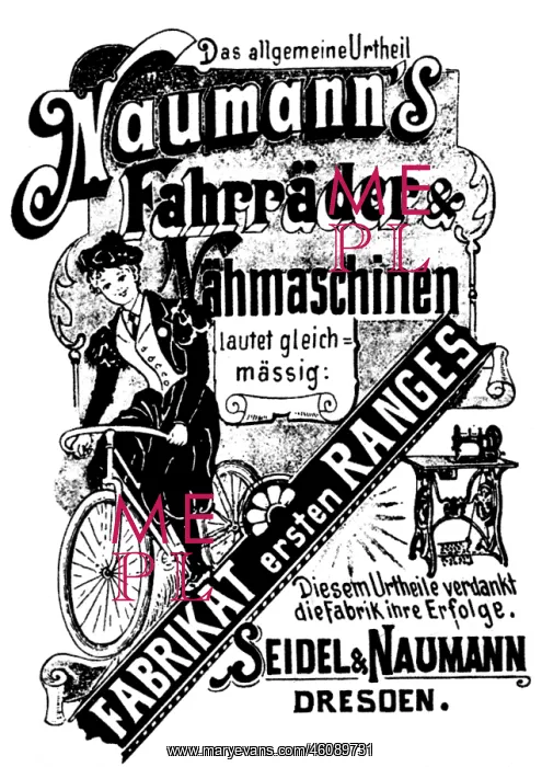 : Advertisement for bicycles and sewing machines by Seidel & N : Advertisement for bicycles and sewing machines by Seidel & N