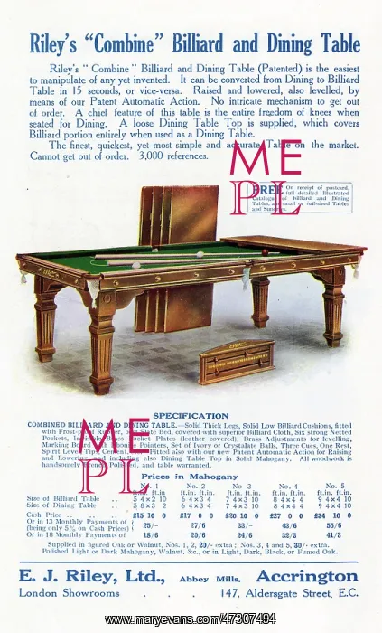 : ADVERT. BILLIARD TABLE : ADVERT. BILLIARD TABLE